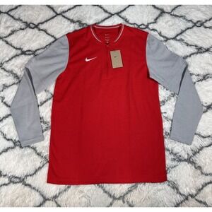 NIKE Football Coaches 1/4 Zip Pullover Red Gray Men's Sz M *NEW* FJ9549-631 $85